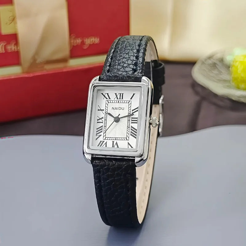 Fashion Rectangle Quartz Watch Women Luxury Brand Roman Dial Leather Strap Wriswatch Ladies Clock Relogio Feminino Dropshipping