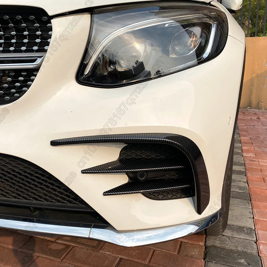 For Mercedes Benz GLC Class X253 GLC260 300 GLC43 AMG 2016-2019 Car Front Bumper Splitter Spoiler Fog Light Trim Gloss Black