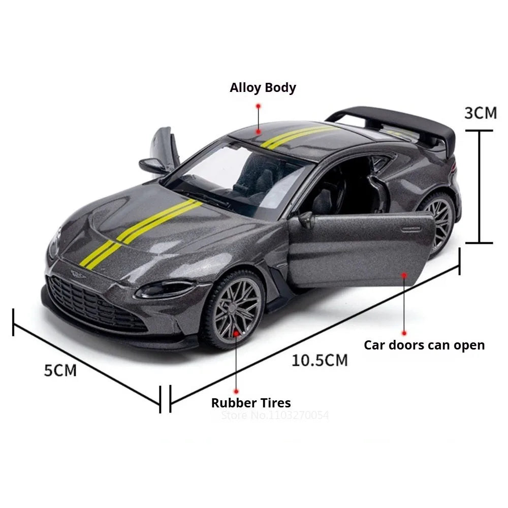1:43 Scale Valkyrie V12 Miniature Model Alloy Diecast Car Toys Rubbre Tires Doors Opened Metal Body Vehice Gift with Acrylic Box