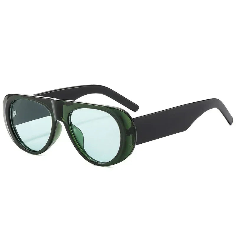 JNPCXI Ins Popular Fashion Pilot Women Sunglasses Retro Tea Blue Shades UV400 Men Trending Wide Legs Sun Glasses