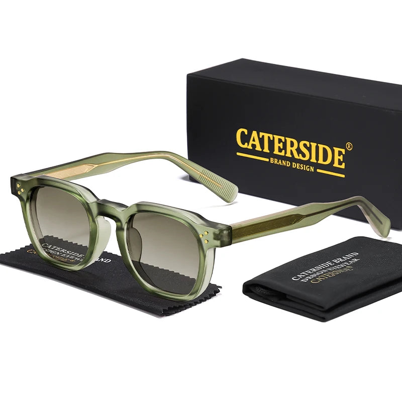 CATERSIDE New Square Men's Sunglasses Personalized Temple Tips Design Sun Glasses Women's Travel Party Eyewear Festival Gift