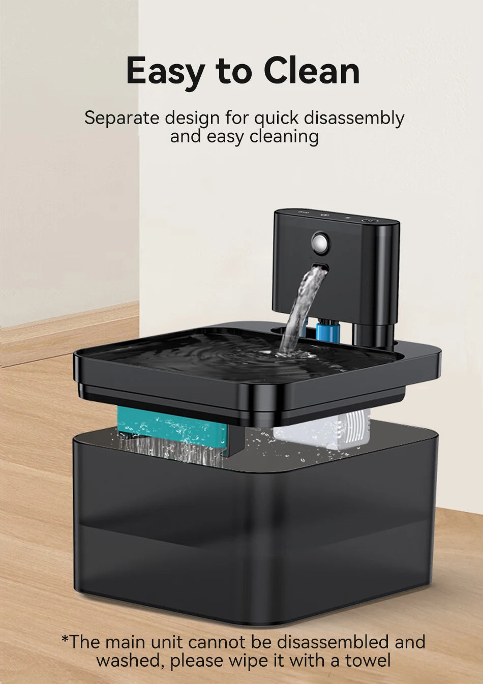 ROJECO Wireless Cat Water Fountain 2600mAh Pet Water Dispenser Infrared Sensor