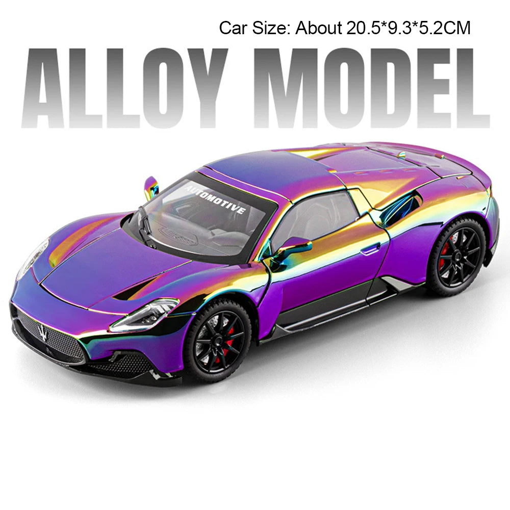 1:24 MC20 PAGANI Huayra Alloy Supercar Model Diecast Toys Four Wheel Suspension Sound Light Pull Back Vehice Children's Day Gift