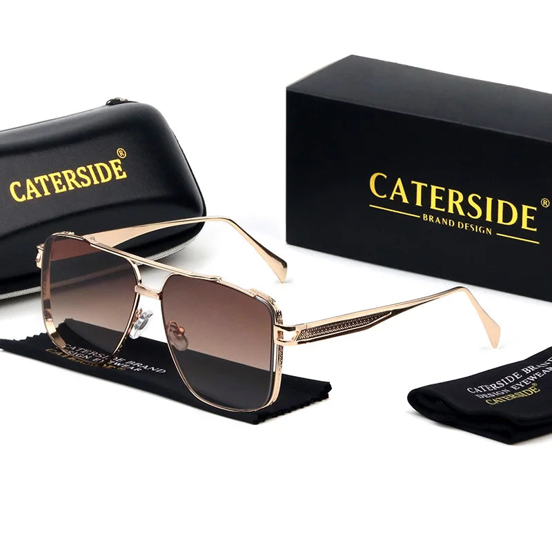 Caterside New Gradient Square Metal Frame Men's Sunglasses Fashion Vintage Women Sun Glasses UV400 Driving Fishing The Best Gift