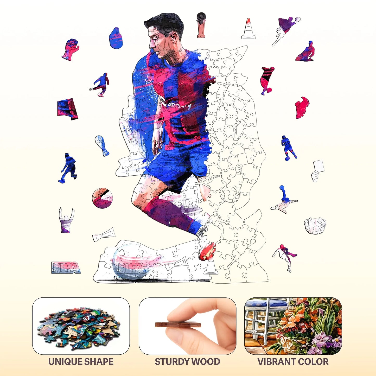 Football Genius Wooden Jigsaw Puzzle Wood Home Decor Painting Christmas and Halloween Gift Toy for Teen and Kid