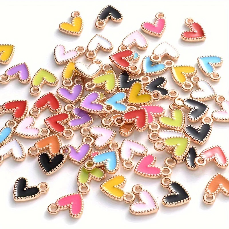 25Pcs Mix Enamel Heart Charms Cute Pendants for Jewelry Making DIY Handmade Necklace Earrings