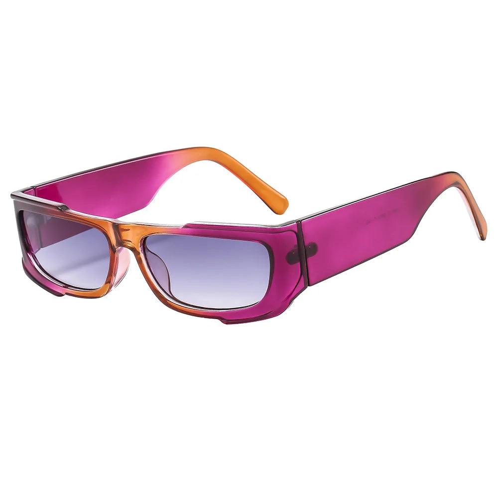 JNPCXI Fashion Rectangle Purple Double Color Women Sunglasses Retro Gradient Shades UV400 Men Trending Sun Glasses