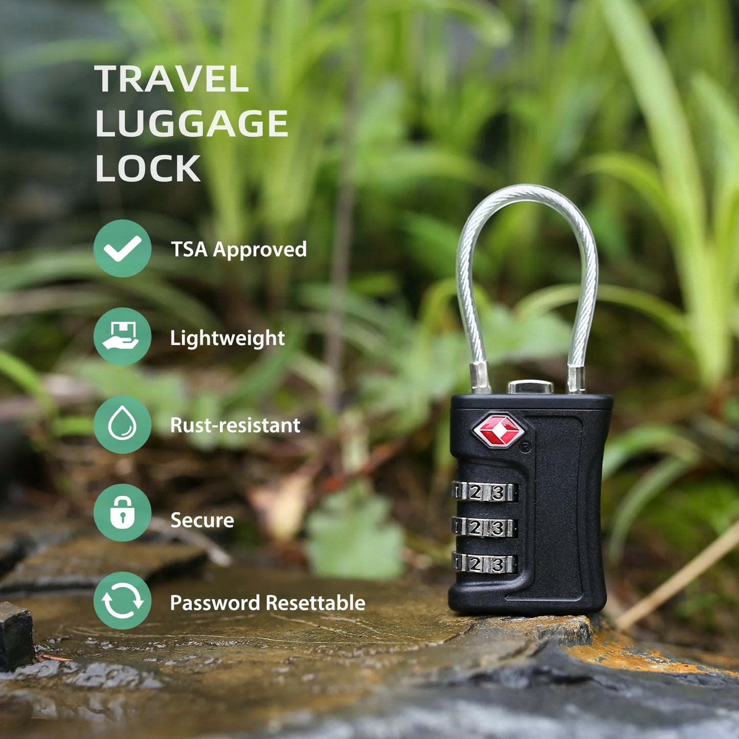 1Pc TSA Approved Luggage Travel Lock Filing Cabinets Toolbox Case  ABS Steel Cable Gym Locker padlock smart lock  lock box