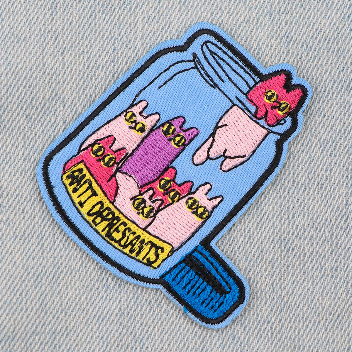 Anti-Depression Cat Embroidery Patch Nurse Iron On Patches For Clothing Thermoadhesive Patches On Clothes DIY Sew Badges