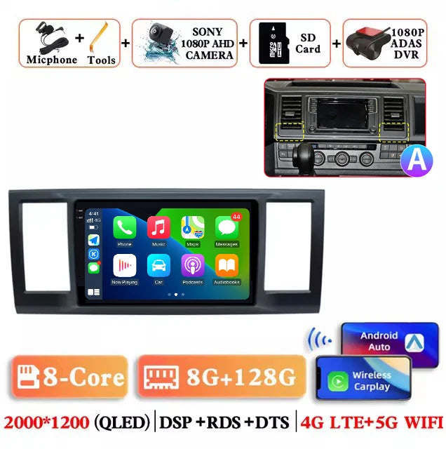 Android 16 Carplay autoradio for VW Volkswagen Caravelle 6 T6 2015-2020 lettore Video multimediale navigazione GPS Audio Stereo