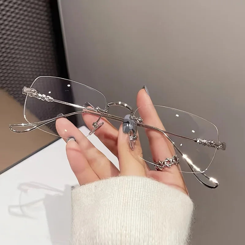 New Fashionable Glasses Photosensitive Frameless Glasses Unisex Fashion Glasses Artistic and Simple Suitable for Daily Wear