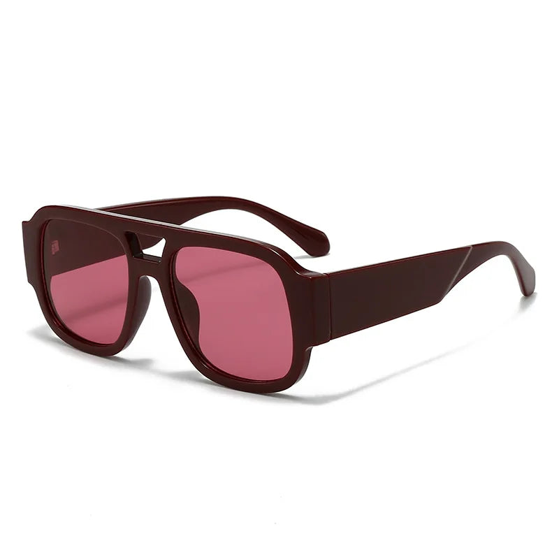 JNPCXI Fashion Women Double Bridges Square Sunglasses Candy Color Retro Wide Legs Men Sun Glasses Shades UV400