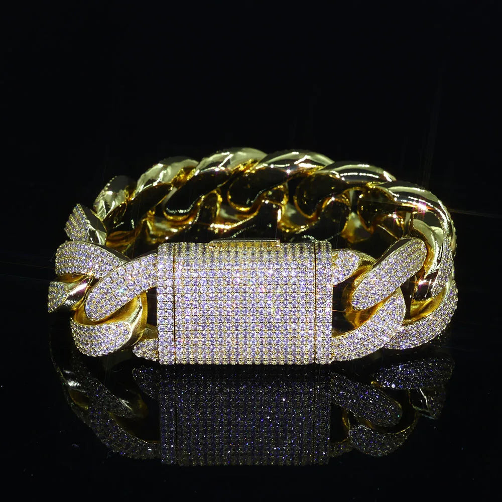 Men's Bling Zircon Cuban Link Chain Iced out, 20mm Width Bubble Cuban Necklace