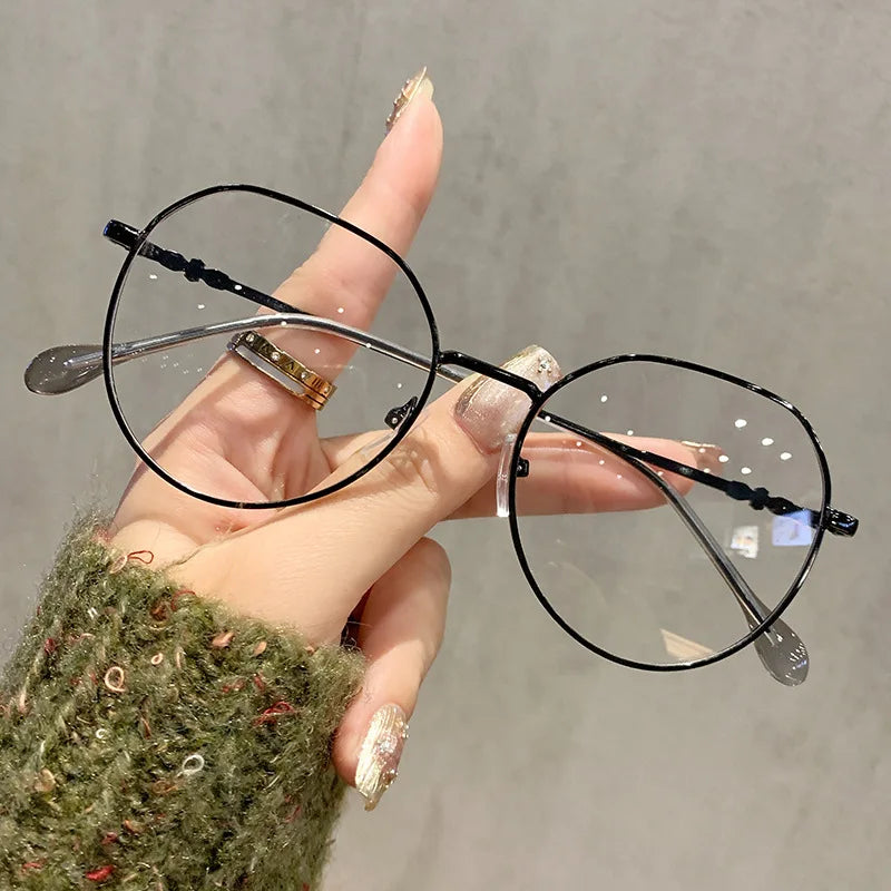 Classic Anti-Blue Light Glasses Frame Brand Designer Fashion Round Metal Optical Frames Computer Glasses