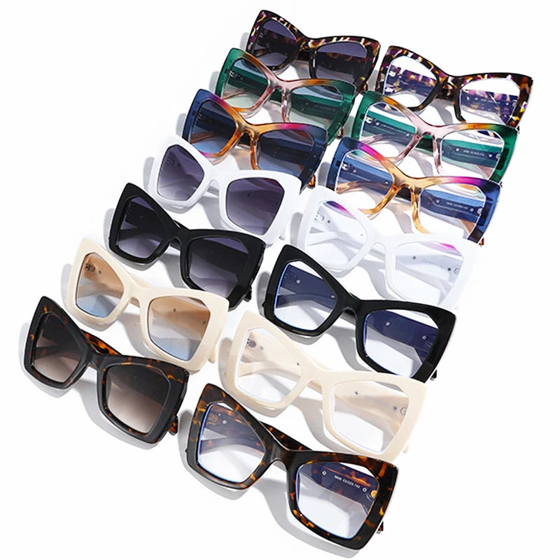 JNPCXI New Fashion Square Oversized Double Color Women Sunglasses Retro Gradient Lens Shades UV400 Men Trending Sun Glasses