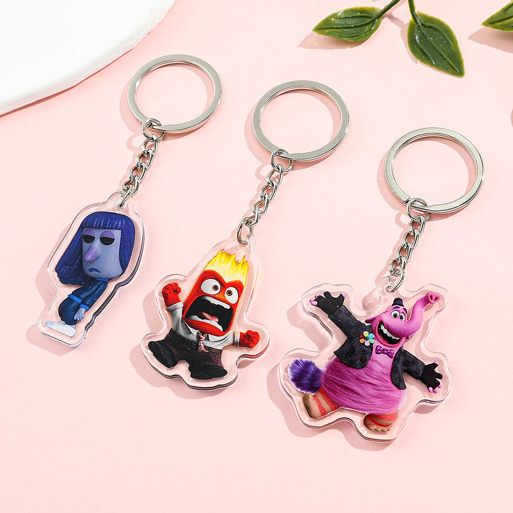 inside out Anime Keychain - Joy Anger Sadness Happiness Five Emotions Character Backpack Jewelry Accessory for Men & Women