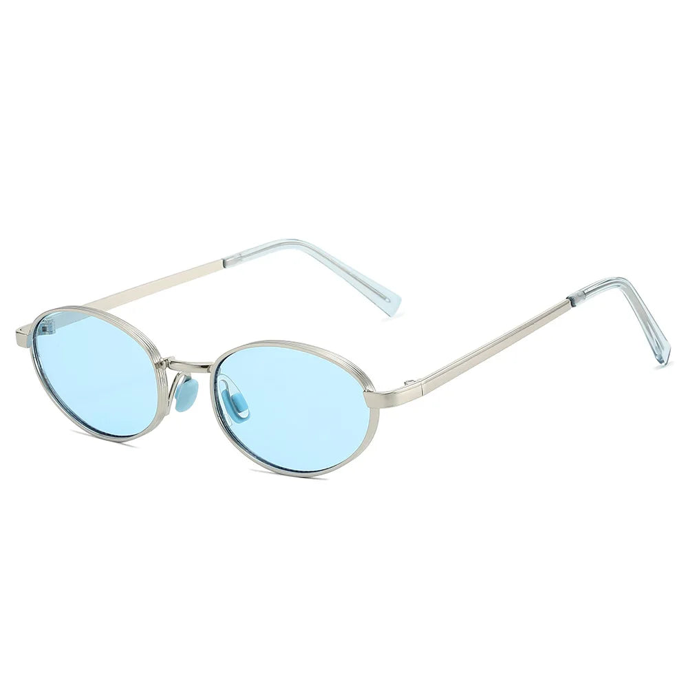 JNPCXI Retro Oval Metal Women Fashion Candy Color Sunglasses Shades UV400 Men Trending Punk Sun Glasses