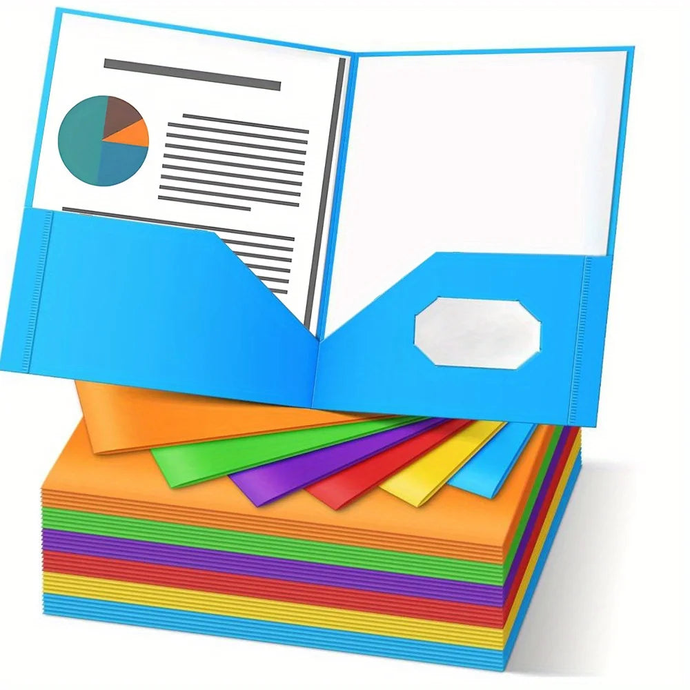 12Packs Plastic 2 Pocket Folders, Bulk Heavy Duty Folder in 6 Colors, Durable and Sturdy Folders for School and Office Supplies