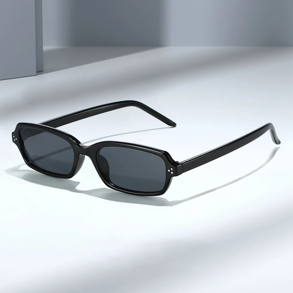 JNPCXI New Ins Popular Small Rectangle Sunglasses Fashion Candy Color Women UV400 Retro Rivets Men Clear Lens Frame