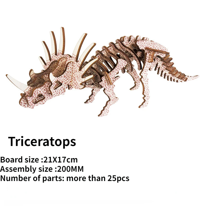 Wooden T-Rex 3D Puzzle Model Laser Version DIY Children's Educational Simulation Kindergarten Gifts Back to School Season Gifts