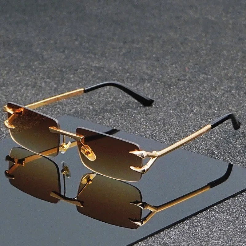 Men's and Women's Casual Square Frameless Metal Fashion Glasses Are Suitable for Both Casual and Formal Occasions