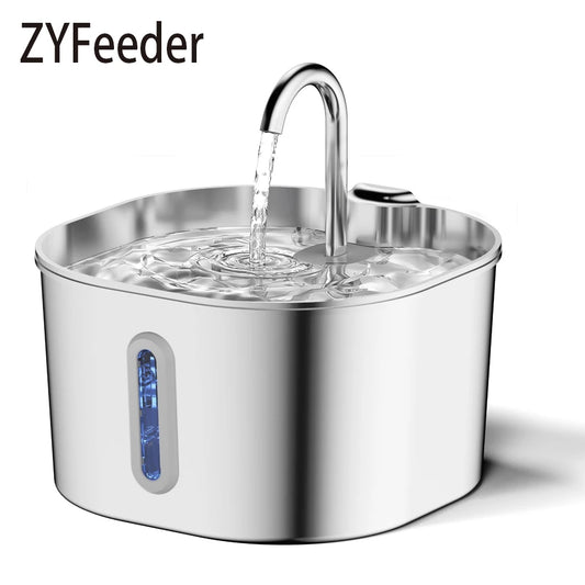 2.2L Automatic Cat Water Fountain Square Stainless Steel Pet Water Feeder Tools