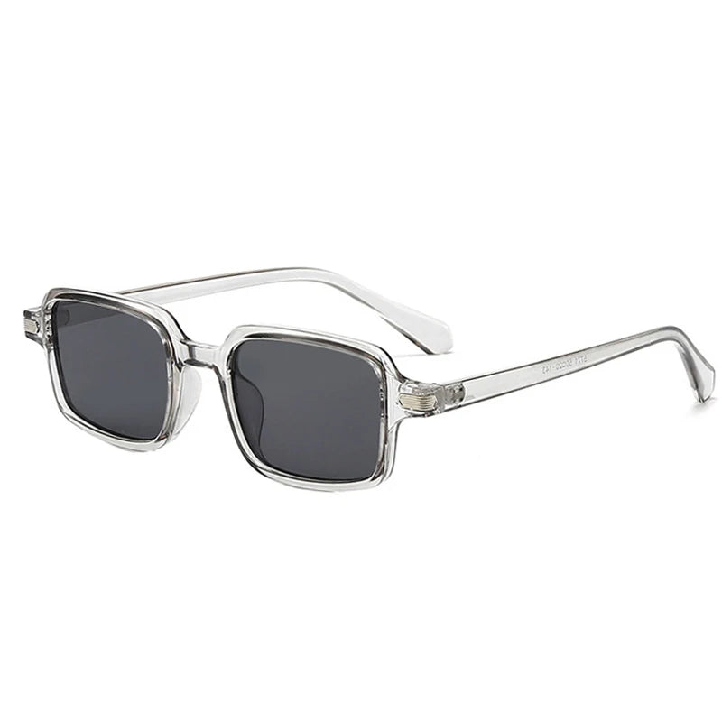 JNPCXI New Fashion Rectangle Women Sunglasses Clear Green Ocean Gradient Lens Shades UV400 Men Rivets Sun Glasses Metal Hinge