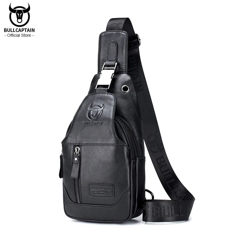 BULLCAPTAIN Fashion Men's Shoulder Bags Leather Chest Bag Men Casual Business Cross Body Bag's Short-Distance Travel Bages