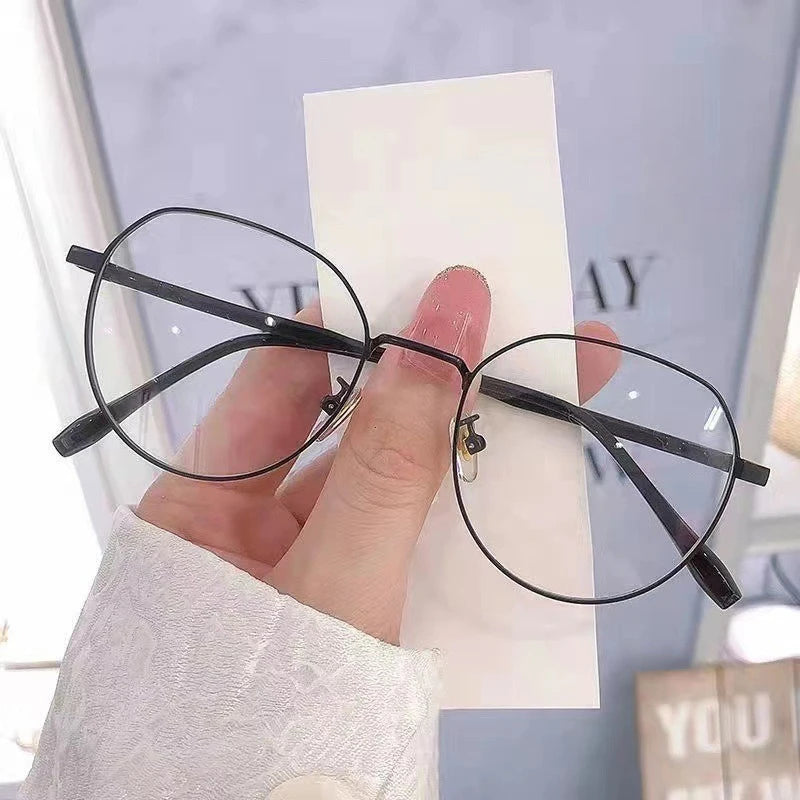 Women’s Oval Frame Fashion Glasses  Minimalist Styl, Metal Hinges