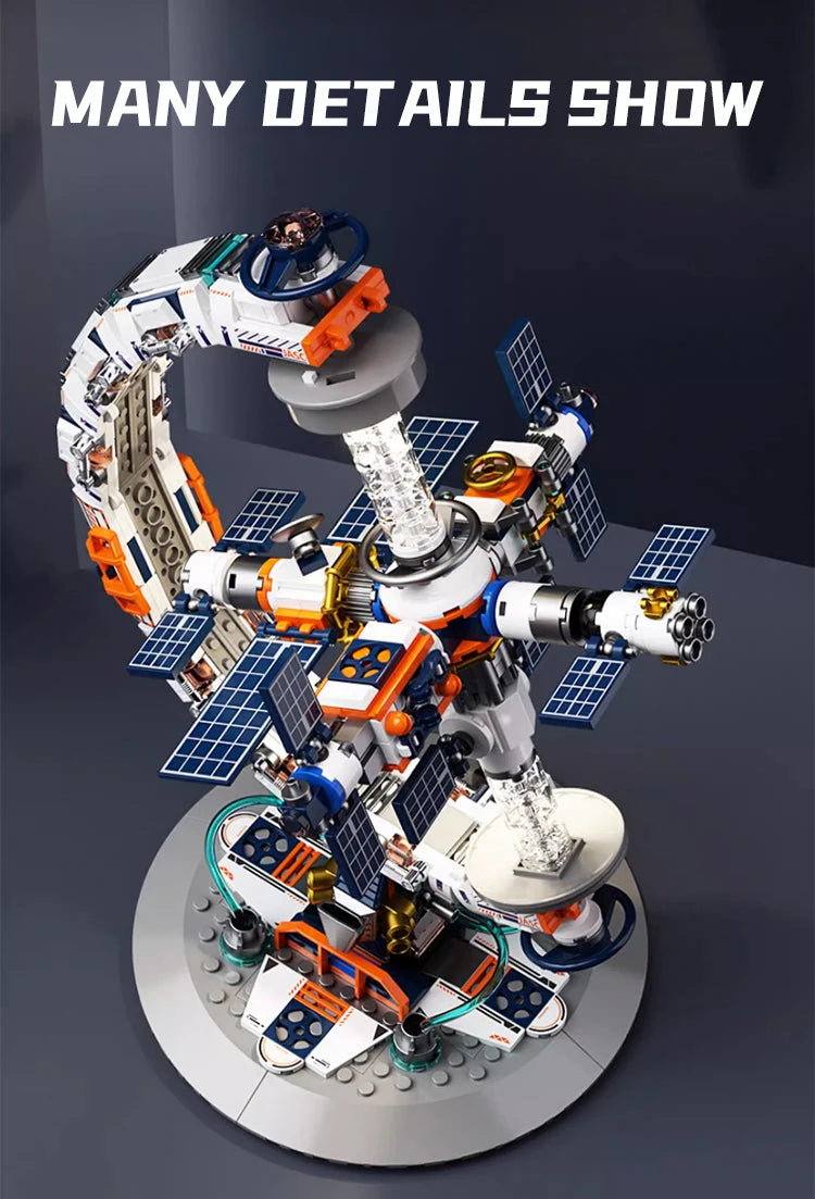 Space Station Transparent Globe Building Blocks High Tech Construction Bricks