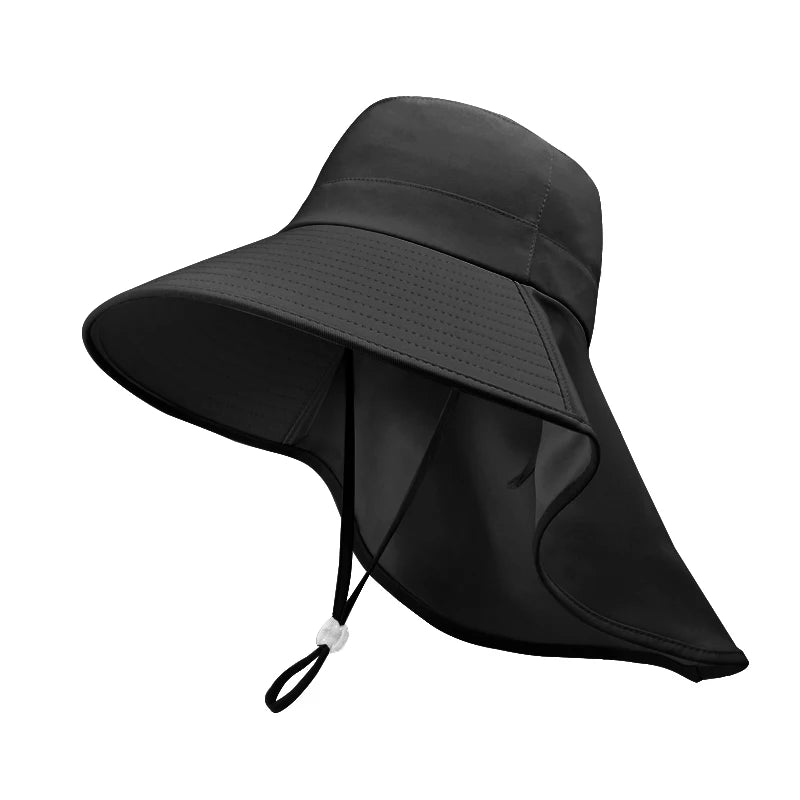 8555 Summer outdoor sunblock hat Korean version of a big hat cape fisherman hat with horsetail hole hat woman