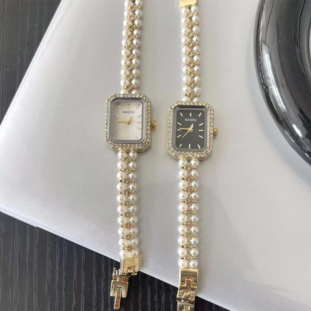 Luxury Women Watch Fashion Pearl Studded Bracelet Strap Quartz Wristwatches Ladies Gift Dropshipping Para Mujer Relogio Feminino