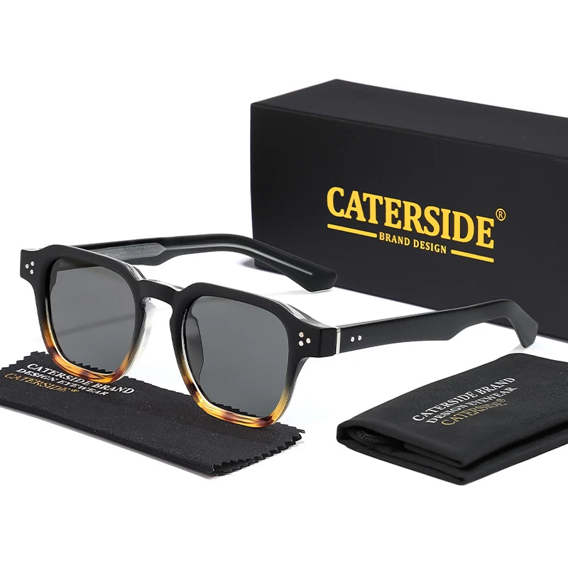 CATERSIDE Fashion Square Men Sunglasses Women Core Insert Temple Luxury Brand Sun Glasses Travel Beach Party Festiva Gifts