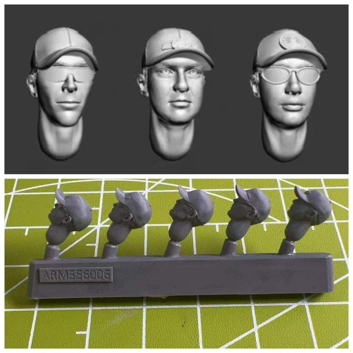 5 Pieces of 1:35 Die-casting Resin Model Kit Soldier Model Head Replacement Modification Unpainted