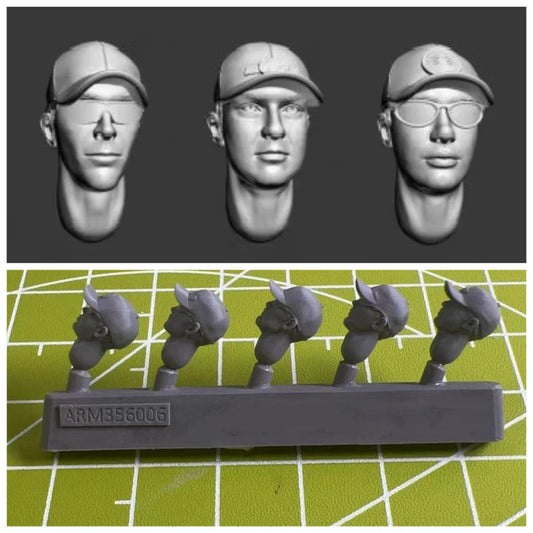 5 Pieces of 1:35 Die-casting Resin Model Kit Soldier Model Head Replacement Modification Unpainted