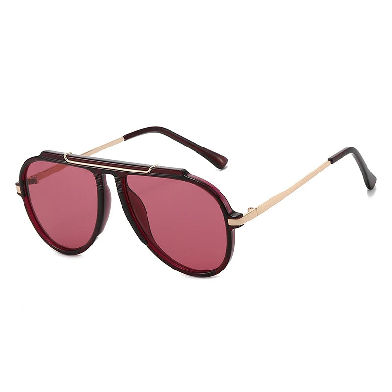 JNPCXI New Retro Oversized Big Frame Women Sunglasses Gradient Tea Color Oval Pilot Shades UV400 Cool Men Vacation Sun Glasses