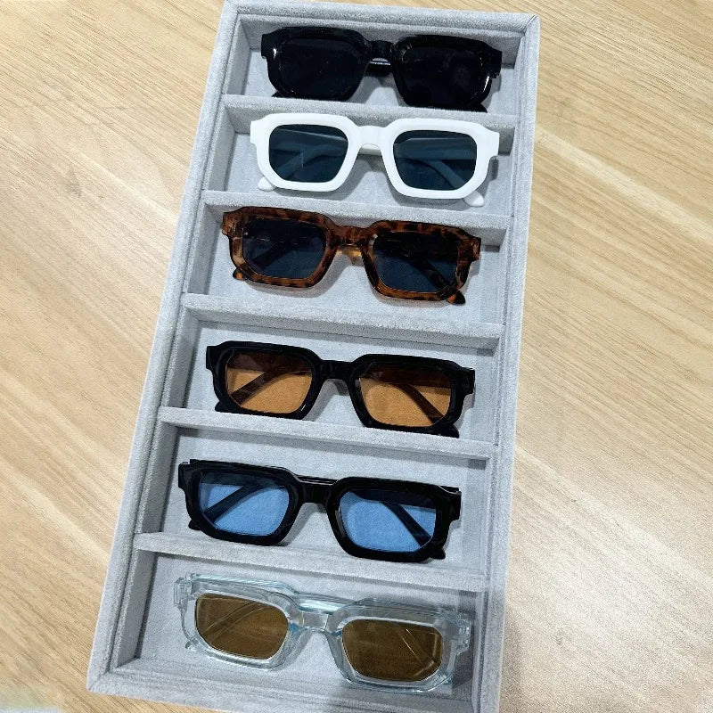 6PCS Retro Men Square Sunglasses For Women Vintage  Sun Glasses Fashion Shades UV400 Eyeglasses