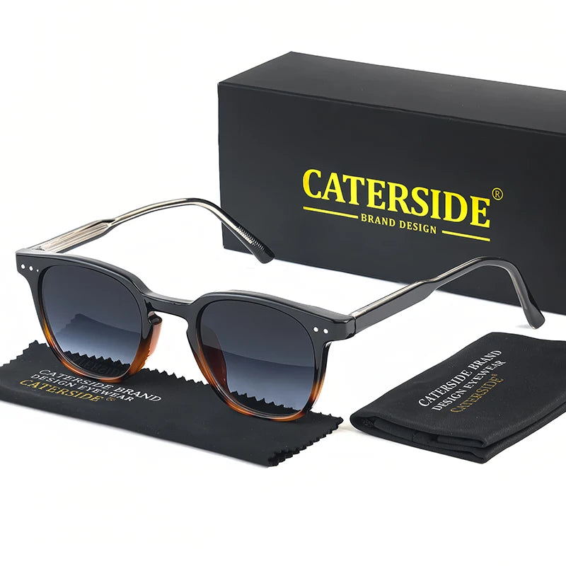 CATERSIDE Round Retro Sunglasses Men's Punk Fashion Brand Design Sun Glasses Women Travel Outdoor UV400 Shades Propionic Temple