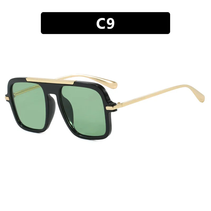 JNPCXI New Retro Square Sunglasses Double Bridges UV400 Fashion Designer Shades for Men And Women Gradient Sun Glasses