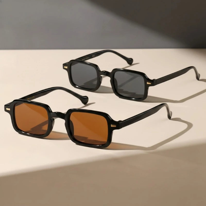 Fashionable Rectangular Unisex Sunglasses with UV400 Protection Suitable for Travel and Vacation