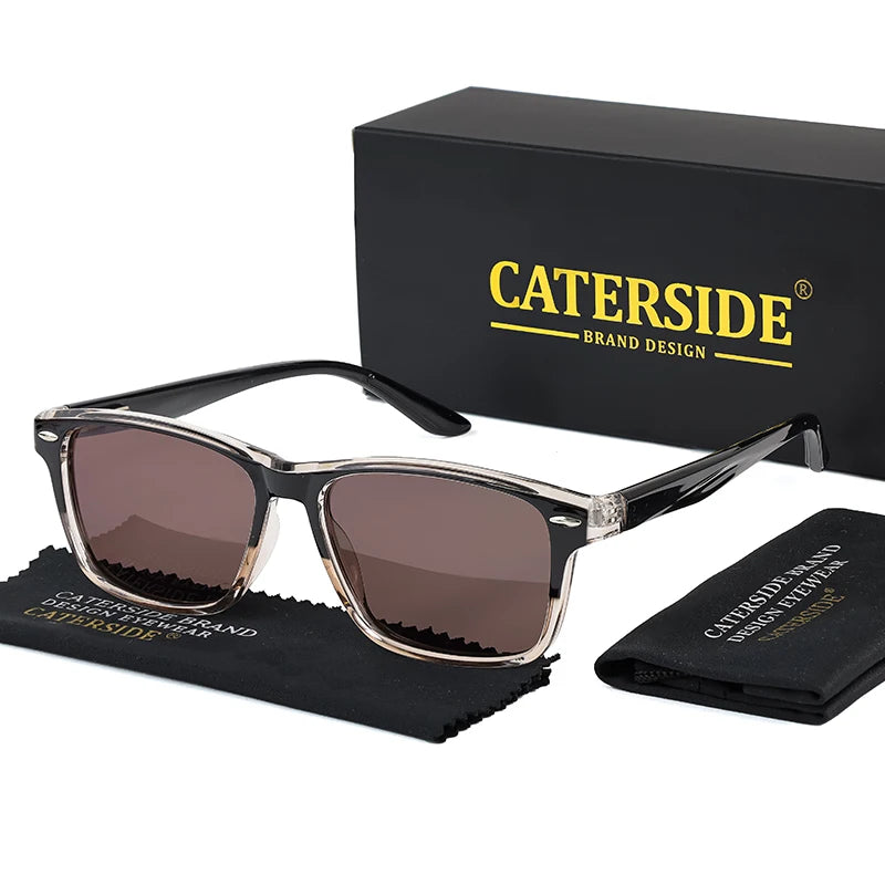 CATERSIDE New Polarized Sunglasses Men TR90 Square Ultralight Fashion Sun Glasses Women's Brand Driving Party Glasses Gift Set
