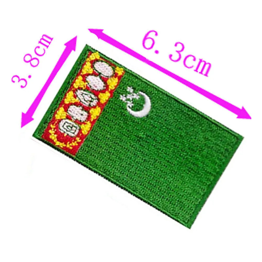 1pc Turkmenistan Country Flag Embroidery Patch 6.3cm Wide Iron On Sew On Backing/Hand Craft/Applique/Hot Cut