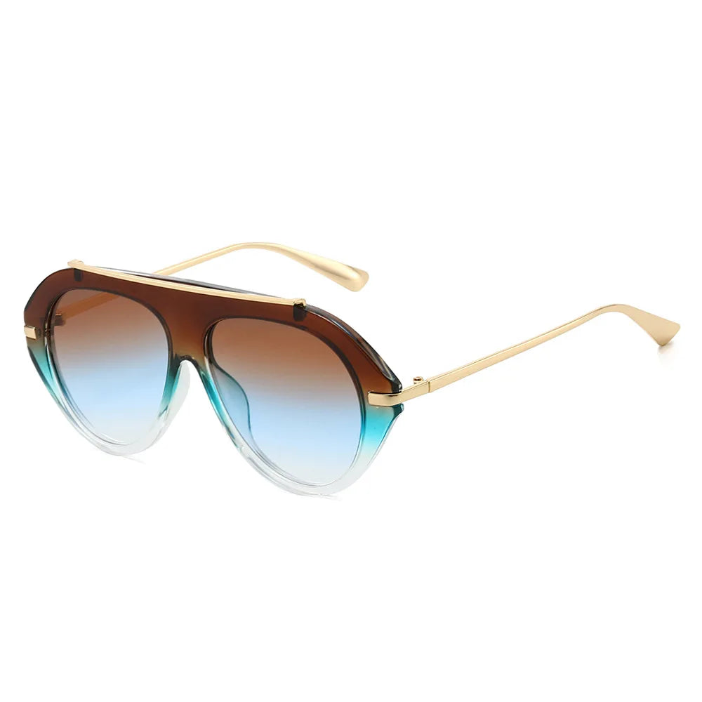 JNPCXI Ins Popular Fashion Oversized Leopard Green Pilot Sunglasses Women Shades UV400 Retro Gradient Men Sun Glasses