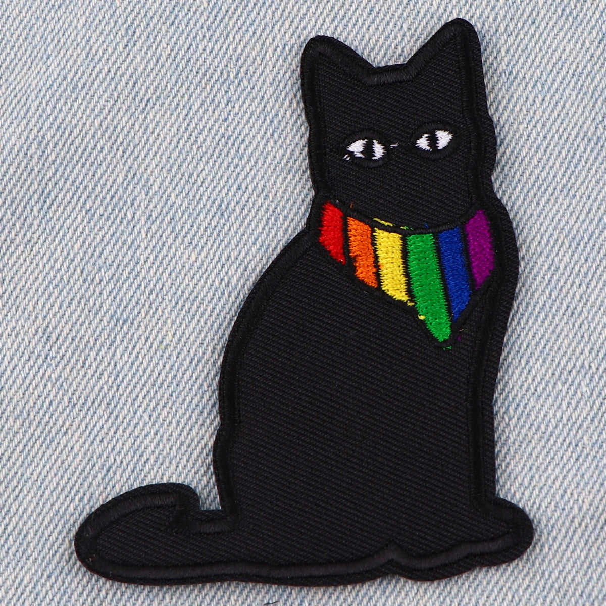 Black Cat Embroidery Patch Iron On Patches For Clothing Rainbow patches for Jackets DIY Sew Patch Stickers