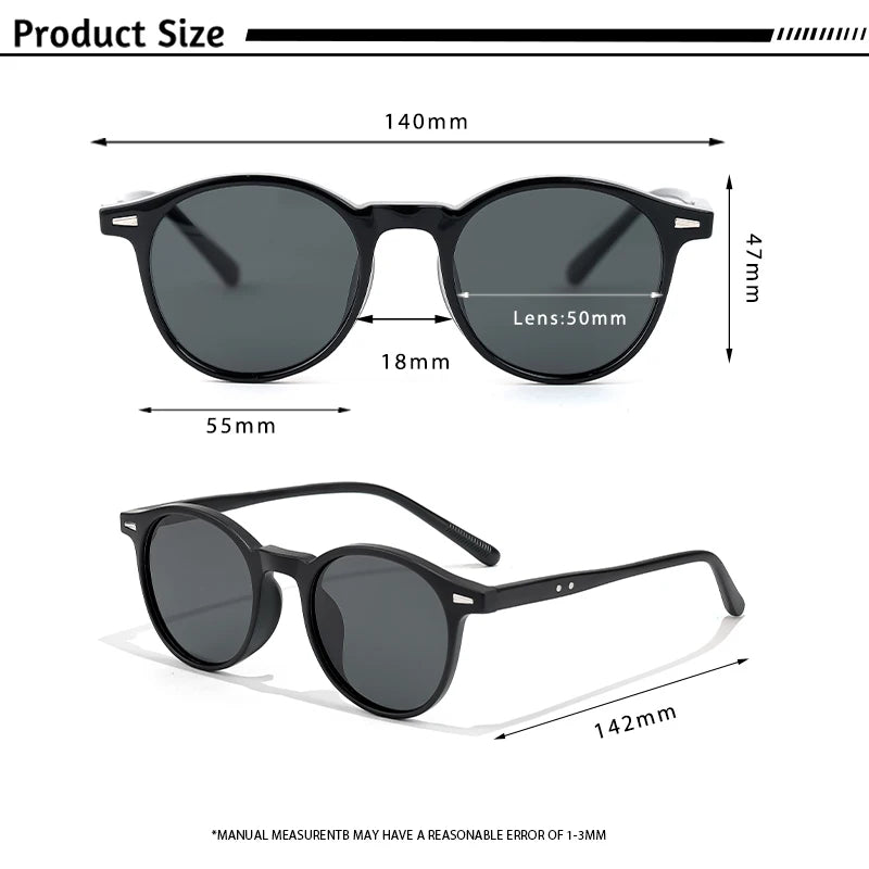 CATERSIDE Men's Fashion Polarized Sunglasses Round Frame Design TAC Lens Sun Glasses Women Outdoor Driving Travel Eyewear UV400