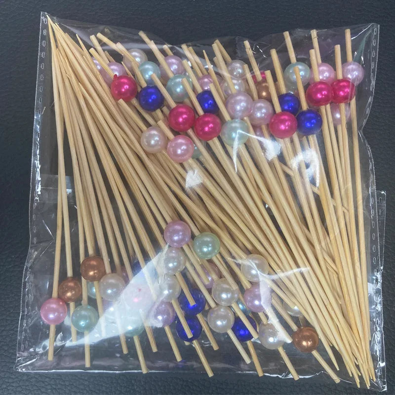 100pcs Cocktail Picks, 4.7 Inch Toothpicks For Drinks, Desserts, Party Fancy Toothpicks Faux Pearl Mini Food Picks Decorative