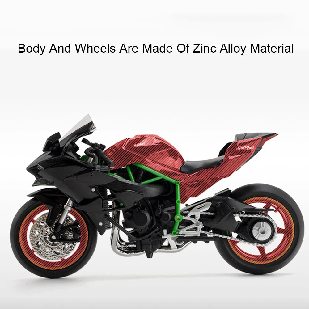 1:12 KAWASAKI H2R ZX-10R Alloy Diecast Motorcycle Model Toy Car Simulation Metal Motorcycle Sound Light Collection Kid Toys Gift