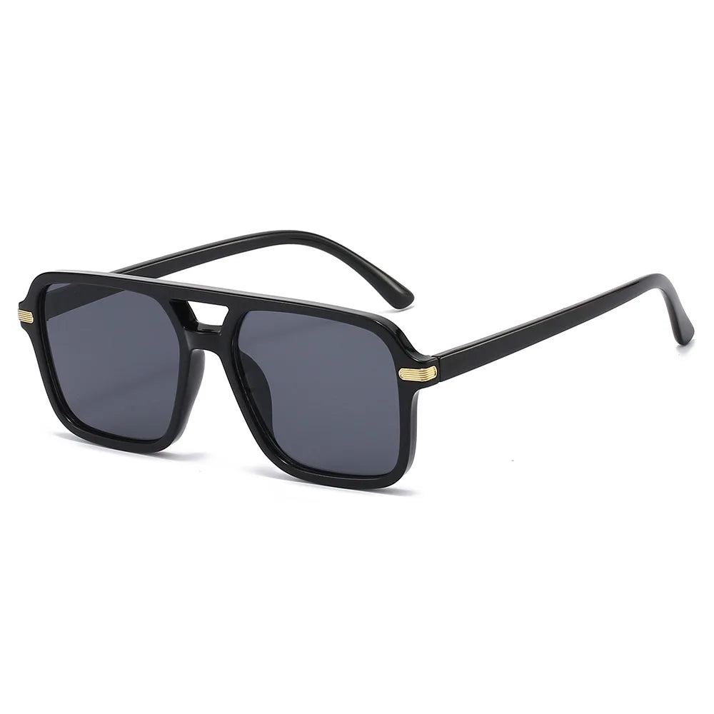 JNPCXI New Vintage Double Bridges Square Sunglasses Women Fashion Blue Green Shades UV400 Men Trending Rivets Sun Glasses