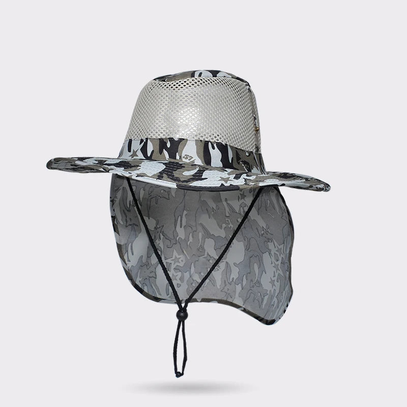 Xinbaoguan 100% Polyester 9227 New Summer Outdoor Men's Sun Protection and Sunshade Large Brim Shawl Fishing Hat