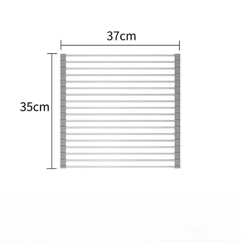 1pc Stainless Steel Kitchen Sink Drain Rack, Sink Bowl And Dish Storage Rack, Foldable Drain Basket, Portable, Easy to Clean
